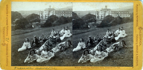 Eadweard Muybridge stereoscopic photograph of students