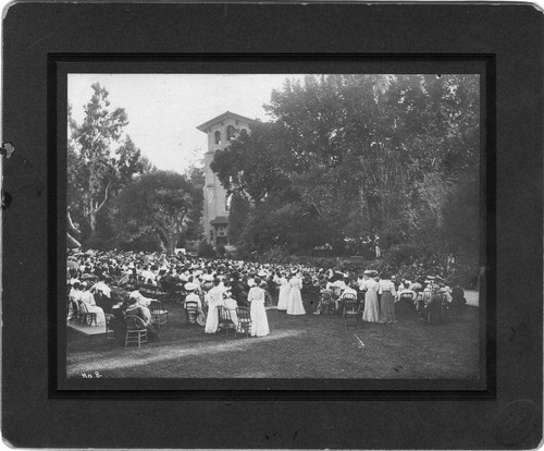 Photograph of the dedication of El Campanil at Mills College