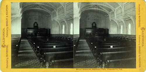 Eadweard Muybridge stereoscopic photograph of church interior