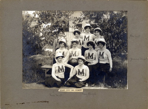 Photograph of the Mills Seminary basketball team