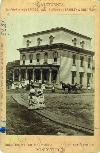 Eadweard Muybridge photograph of Mills College art and gymnasium building