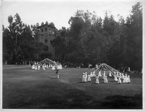 Photograph of maypole dances at Mills College