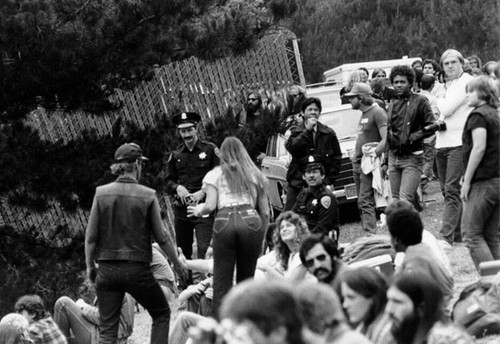 [Audience members at concert in Golden Gate Park]