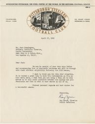 Letter from Pittsburgh Steelers Football Club