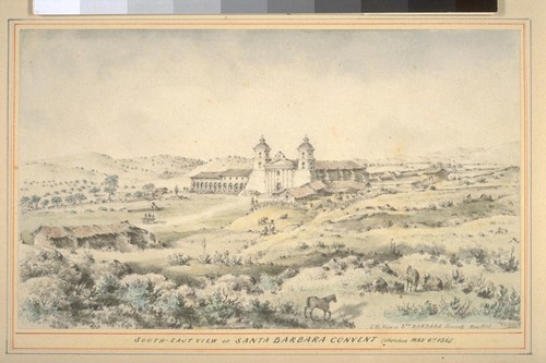 South-east view of Santa Barbara convent. (cf. Vischer Pictorial p. 25, Vischer Missions no. 10)