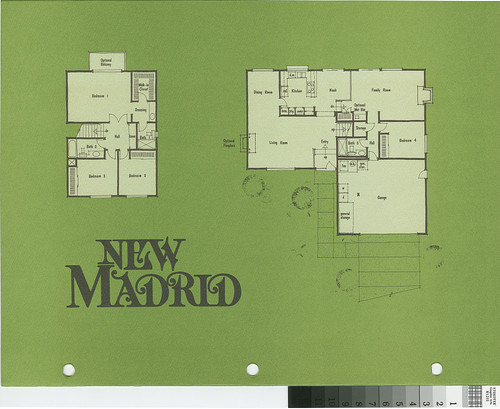 [New Madrid, Casa Moreno, plan 76 floor plan and exterior renderings brochure]