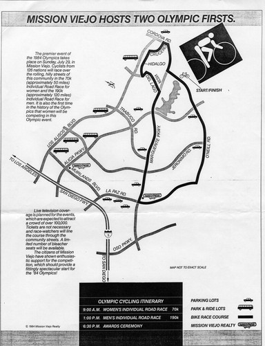 [1984 Olympics Cycling Road Race racecourse map]