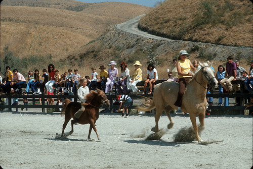 [Marlboro Chuckwagon Corral horseback riding event, 1974 slide]