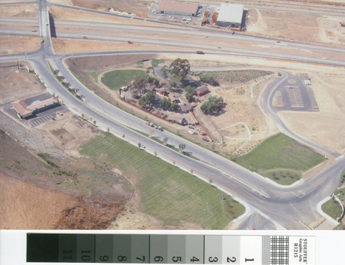 [Aerial photograph of Crown Valley exit off of Interstate 5 and Old MacDonald's Farm]