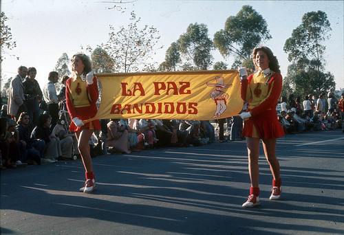 [La Paz Bandidos in Christmas Parade, 1976 slide]