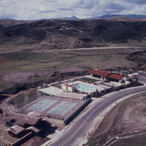 [Aerial view of Montanoso Recreation Center, circa 1960s slide]