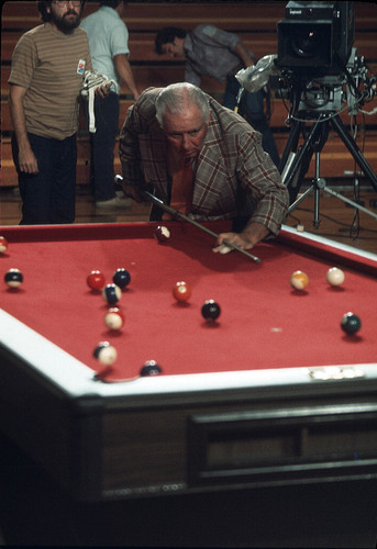 [Willie Mosconi playing billiards at "Challenge of the Sexes," 1975 slide]