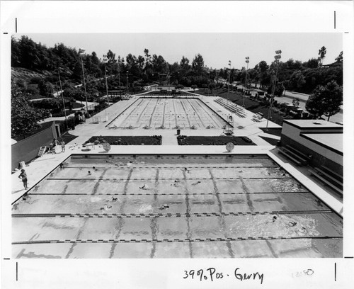 [Mission Viejo Aquatics Swim Complex pools, circa 1972 photograph]