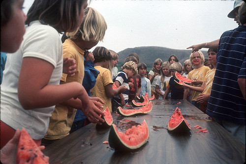 [Watermelon eating contest at Mission Viejo Days, 1976 slide]