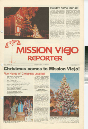 [Mission Viejo Reporter. Vol. 12, no. 12 (December 1974), front page]