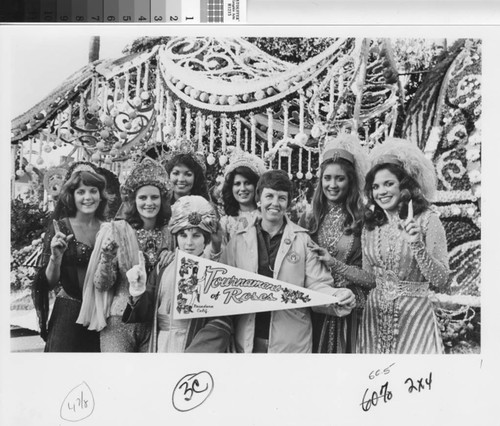 [Riders from the "Baubles, Bangles and Beads" 1980 Rose Parade float from Mission Viejo photograph]