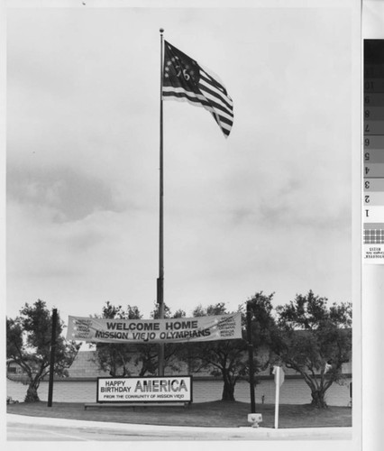 [Welcome home Mission Viejo Olympians banner photograph]