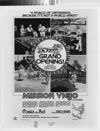 [Grand opening!--introducing the 3rd exciting unit in Mission Viejo's new retirement community photographic print]