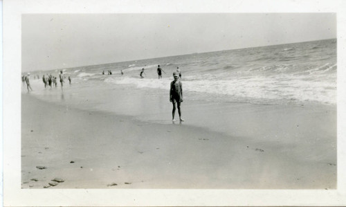 Girl posing on Santa Monica Beach, 1928