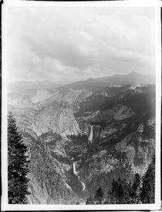 Vernal Falls and Nevada Falls from Glacier Point in Yosemite National Park, California, 1850-1930