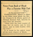 Verse from book of Micah was a favorite with Taft, 1930 March 9