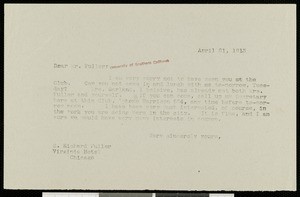 S. Richard Fuller, letter, 1913-04-21, to Hamlin Garland