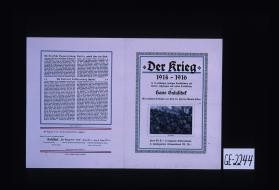 Der Krieg 1914-1916, in 12 prachtigen, farbigen Kunstblattern auf Karton aufgezogen und vielen Textbildern von Hans Baluschek. Mit textlichen Beitragen von Prof. Dr. Graf du Moulin-Eckart