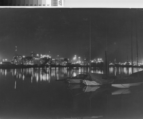 [Photograph of the Richmond Shipyards at night]