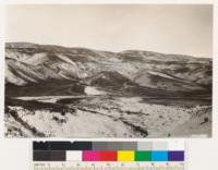 Base of Temblor Range near mouth of Sandiego Creek. Note accelerated erosion in grassland area and resultant alluvial deposit. San Luis Obispo County