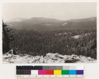 Looking toward Hockett Meadow from point above Cabin Meadow. Types consist of Lodgepole pine and Lodgepole pine-Shasta fir