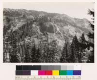 Semibarren red fir type. Looking across Little Hot Springs Valley from Lassen Loop Highway