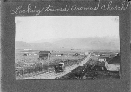 Photograph of Tobitt's (or Homer Marshall's) Butcher Wagon, early 1900, Aromas, Calif