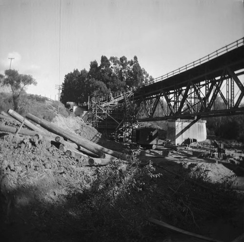 Photograph of Construction of New Southern Pacific Railroad Bridge Near Chittenden