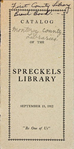 Cover of Spreckels Library Book Catalog