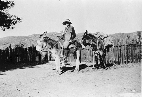 Photograph of first county librarian, Anne Hadden, delivering books