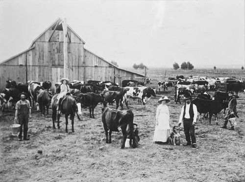 Photograph of Dairy Ranch Branch Library with Mr. and Mrs. J.M. Pura Shown