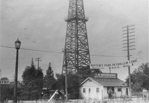 Photograph of early oil exploration in Monterey Park