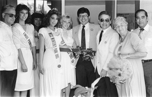 Photograph of council members with Miss Monterey Park 1985 winners and contestants