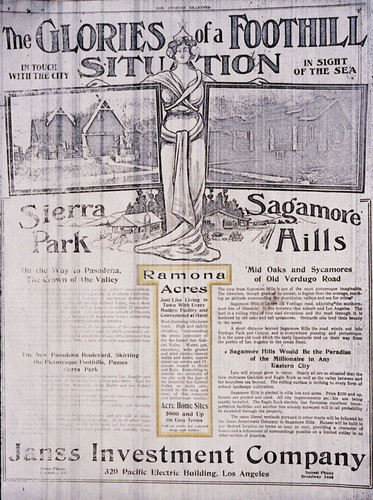 Photograph of a newspaper ad for Ramona Acres