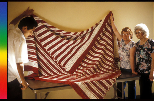 Displaying Blanket Made by Seniors