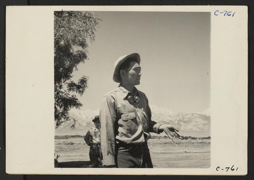 Manzanar, Calif.--Johnny Fukazawa, foreman of fields Nos. 3, 4, 5, and 6, and heading a 20-man crew on the farm