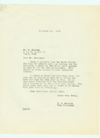 Correspondence from J. Elmer Morrish to S. Kashima