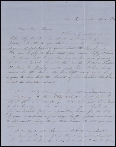 Cox, Delila to Mrs. Morse - Correspondence