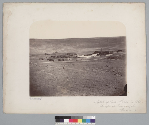 "Nitrate of Soda works in 1863, Pampa de Tamarugal, Peru." [photographic print]
