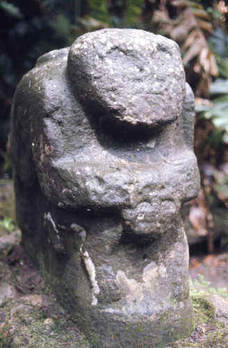 Stone carving of a jaguar overpowering a woman, San Agustín, Colombia, 1975