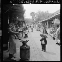 Olvera Street scene, Los Angeles, 1960