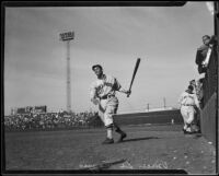 Vince DiMaggio in Hollywood Stars uniform at Wrigley Field (probably), Los Angeles, 1933-1935