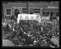 Funeral service for Chinese district merchant Man Gai Chan in Los Angeles, Calif., 1942