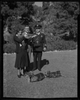 Betty Carrillo with a Police Chief Roy E. Steckel and Deputy Chief James E. Davis, Los Angeles, 1932