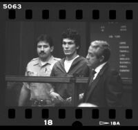 Richard Ramirez (aka The Night Stalker) with attorney Joseph Gallegos in Los Angeles, Calif., 1985